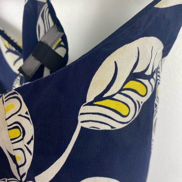 J Crew Carrie 100% silk cami top strappy tank tropical leaf print navy blue 4 - Picture 8 of 12